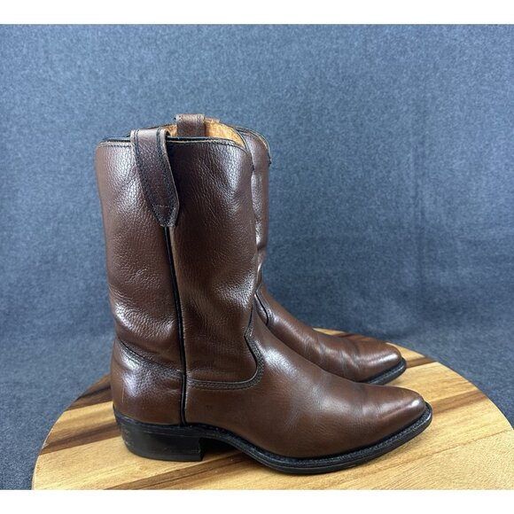 Vintage 70s Leather Western Cowboy Brown Boots Men’s 8.5 Made in USA - Picture 1 of 9